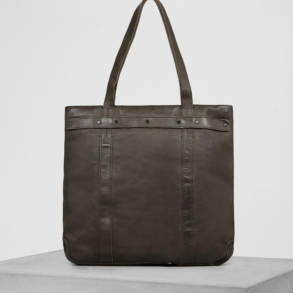 AllSaints Distressed Leather Storm Tote Brown cow Unisex Tote bag
